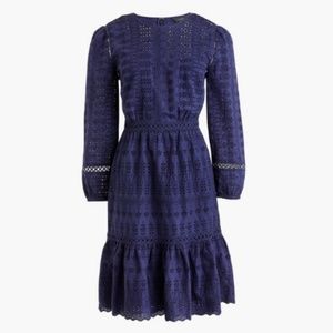 J Crew Eyelet Flutter-Hem Dress